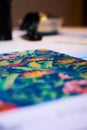 Flowered fabric on display Royalty Free Stock Photo