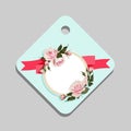 Flowered Gift Tag Shapes vector clip art isolated luggage tag with roses decorative label Royalty Free Stock Photo