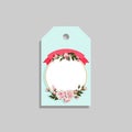 Flowered Gift Tag Shapes vector clip art isolated luggage tag with roses decorative label Royalty Free Stock Photo