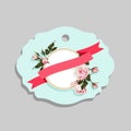 Flowered Gift Tag Shapes vector clip art isolated luggage tag with roses decorative label Royalty Free Stock Photo