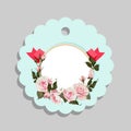 Flowered Gift Tag Shapes vector clip art isolated luggage tag with roses decorative label Royalty Free Stock Photo