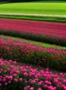 Flowerfilled field footpath 3D neutral colors.