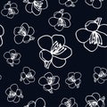 Flowering almonds. Vector seamless pattern with sakura flowers