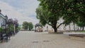 Flowering chestnuts on Uspenskaya square in Kiev-Pechersk Lavra