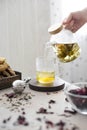 flowering flower-shaped tea in a teapot