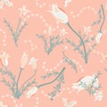 Soft pastel flowers on peach background Royalty Free Stock Photo