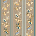 Flowers and stripes on a cafe au lait background