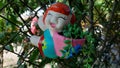 Flowerpot that made a statue of a cheerful and cheerful girl.