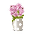 Flowerpot With Pink Chrysanthemums