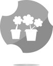Flowerpot with plant - web icon button isolated Royalty Free Stock Photo