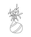 Flowerpot vector hand drawn line art. Houseplants. Flowers in pots, vector illustration. Simple doodle clipart Royalty Free Stock Photo