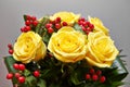 Flowerpot with yellow roses Royalty Free Stock Photo