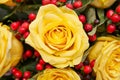 Flowerpot with yellow roses Royalty Free Stock Photo