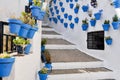 Flowerpots in an Andalusian town Royalty Free Stock Photo