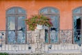 Flowerpots and house plants on the balcony Royalty Free Stock Photo