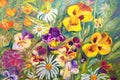 Flower garden oil painting
