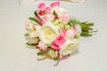 Bouquet of roses and peonies, pink and white. Rosa Ãâ damascena,Rosa Desdemona,Paeoniaceae. Rose Juliet.