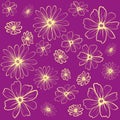 illustration of ornamental flowers on a purple background