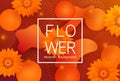 Flowers abstract vector background design. Flower abstract background text in white frame with sunflower, round and spirograph.