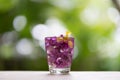 Abstractive organic close up glass of purple colour of flowers