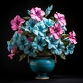 Teal And Pink Petunia Arrangement With 3d Effect Royalty Free Stock Photo