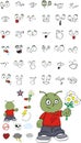 Flowers alien kid cartoon expressions set Royalty Free Stock Photo