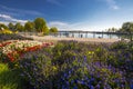 Flowers along harbour in the Kreuzlingen city center