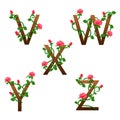 Flowers alphabet with red roses