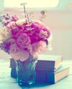 Flowers and ancient books Royalty Free Stock Photo