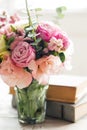 Flowers and ancient books Royalty Free Stock Photo