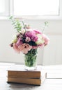 Flowers and ancient books Royalty Free Stock Photo