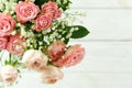 Flowers background. Bouquet of beautiful pink roses Royalty Free Stock Photo