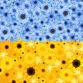 Flowers background in colors of Ukrainian flag. Vector blue and yellow background