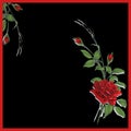 Silk scarf design, fashion textile.Red rose pattern. Royalty Free Stock Photo