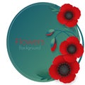 Flowers background with full blown and still blooming red poppies