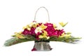 Flowers basket gift on white background