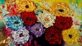 Flowers. Beautiful oil painting on canvas. Brush strokes and canvas textures