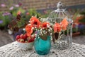 Flowers and berries outdoor table decor