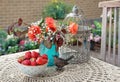 Flowers and berries outdoor table decor