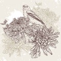 Flowers With Bird Illustration