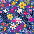 Flowers and birds pattern