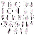 Flowers bloom alphabet - font for wedding logo design