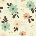 Flowers bloom seamless pattern. Vintage floral background.