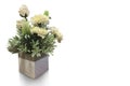 Flowers bouquet in box vase on white background,copy space