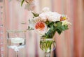 Flowers bouquet and candle as decoration Royalty Free Stock Photo