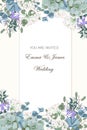 Flowers bouquet elegant card template. Small floral garland.