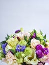 Flowers bouquet isolates, place under text, flowers on a white background, purple-lilac flowers on a white background, bouquet