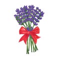 Flowers bouquet of lavender with red bow marker illustration