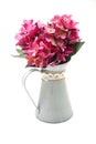 Flowers Bouquet in metal vase isolated on white background Royalty Free Stock Photo