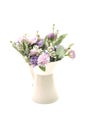 Flowers Bouquet in metal vase isolated on white background Royalty Free Stock Photo